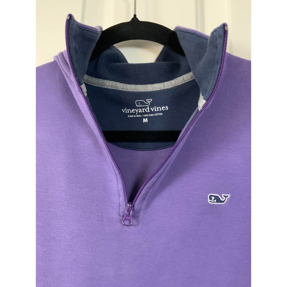 Vineyard Vines Men's Quarter Zip, Purple, SZ Medium, Soft Cotton
